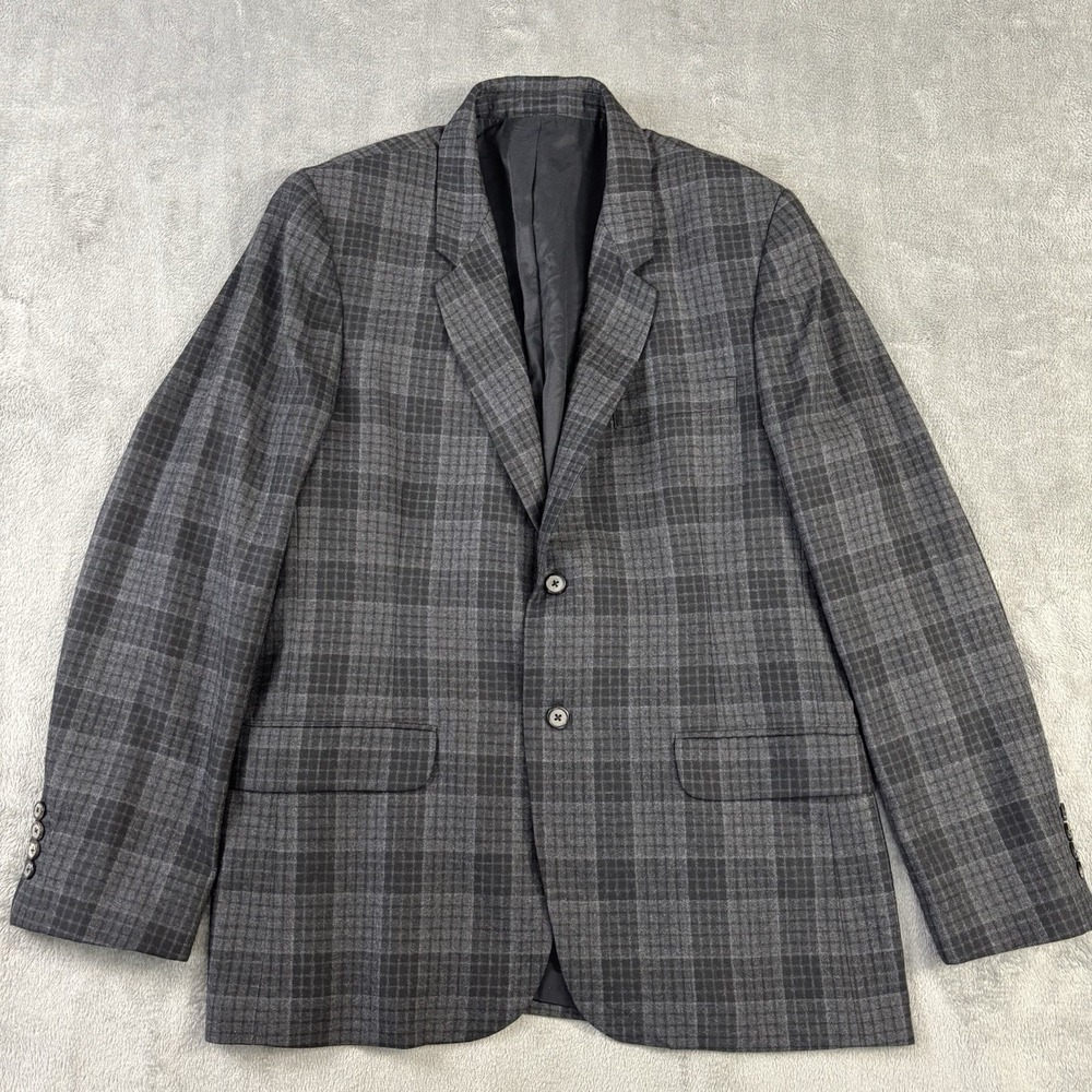Vince Sport Coat Mens 46 Plaid Italian Wool Felt Blazer Two Button Vented Preppy